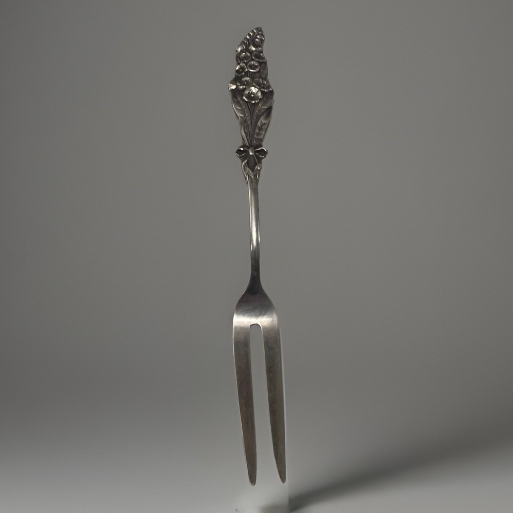 Vintage Reed & Barton Floral  Silverplate Olive Pickle Cocktail Lemon Fork